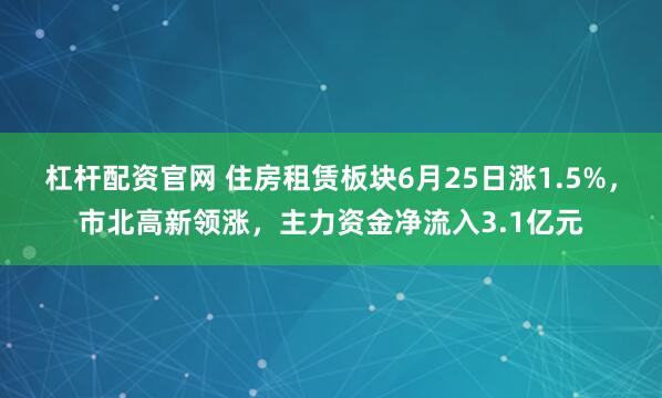 杠杆配资官网 住房租赁板块6月25日涨1.5%，市北高新领涨，主力资金净流入3.1亿元
